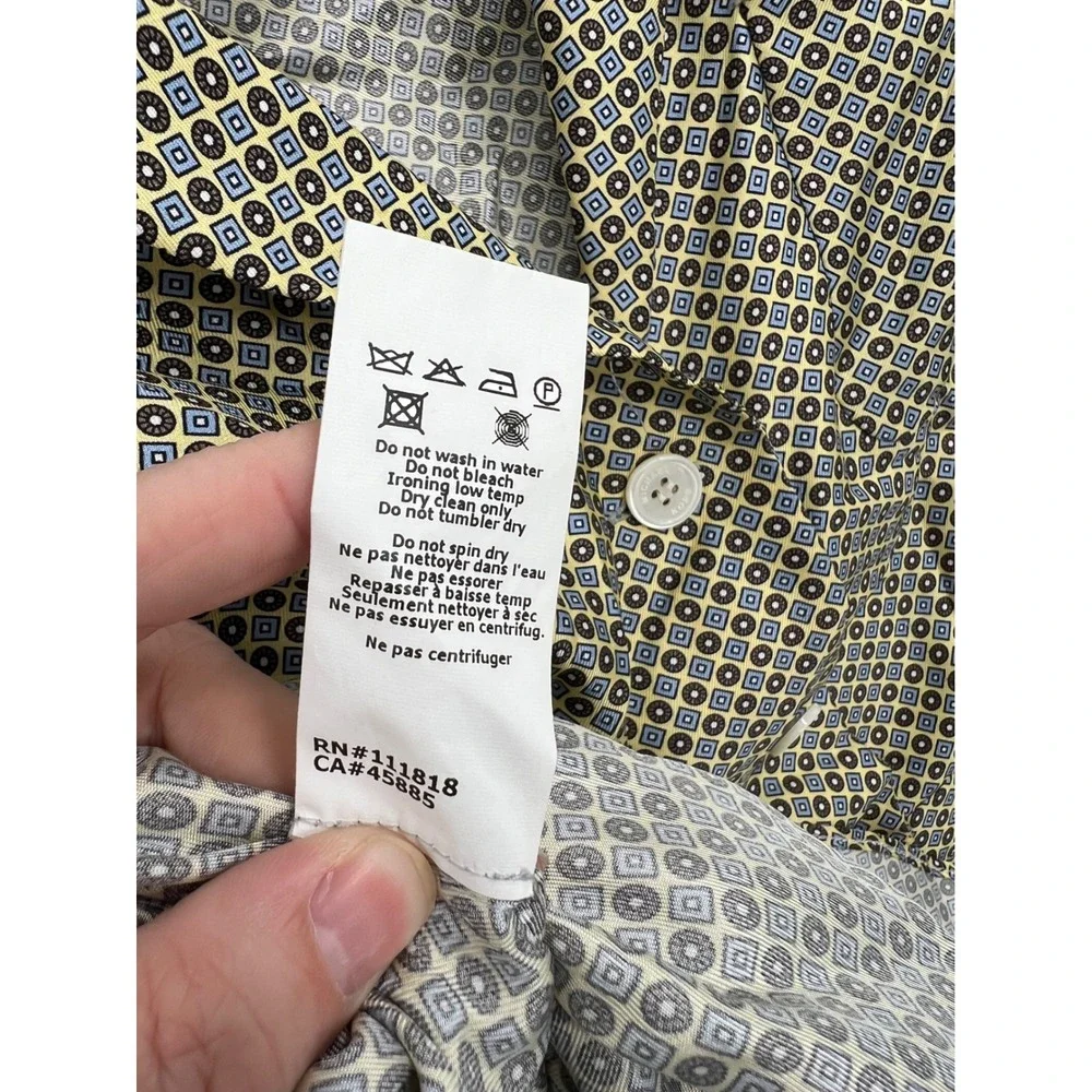 Michael Kors Collection Silk Shirt Dress Geometric Print Made in Italy Yellow 4